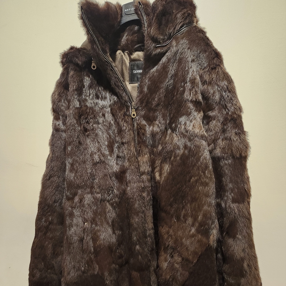 Mens HOODED FUR JACKET COAT